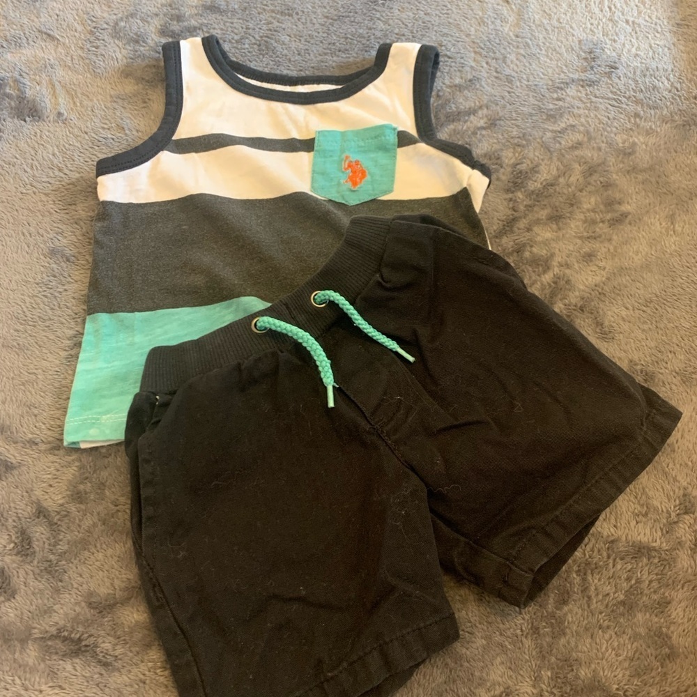 U.S. Polo Assn. Black and White Cotton Top